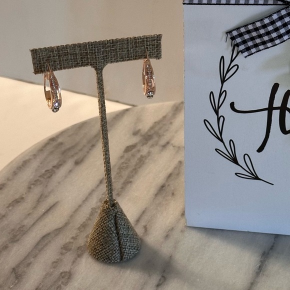 Womens Rhinestone Circle Drop Earrings Dazzling Fashion Jewelry Rose Golden NWOT - Picture 5 of 8